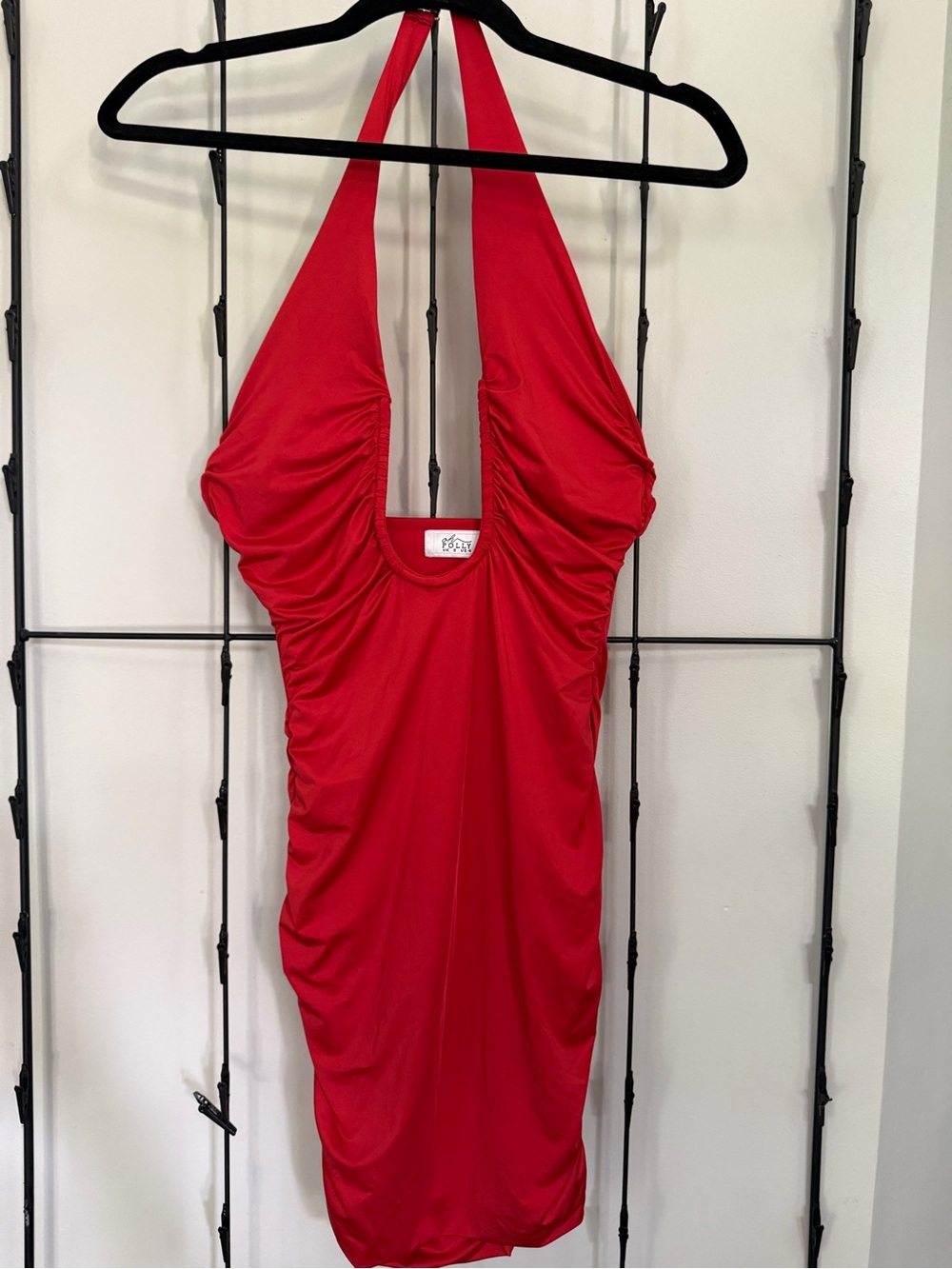 Red Halter Ruched Women’s Dress